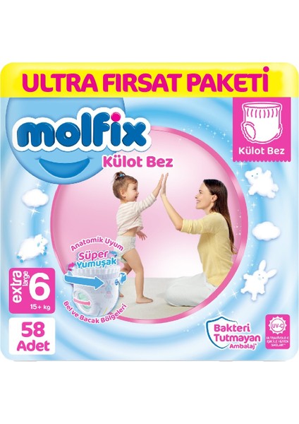 Külot Bez Ultra Fırsat Paketi 6 Beden 15+ kg 58 Adet