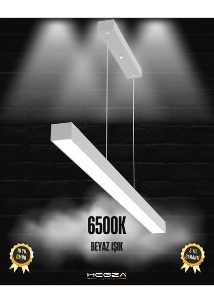 Lineer 100cm (Gri Kasa, Beyaz Işık) Ledli Modern Sarkıt Linear LED Avize Salon Mutfak Oturma Odası Yatak Odası Antre Hol Ofis LED