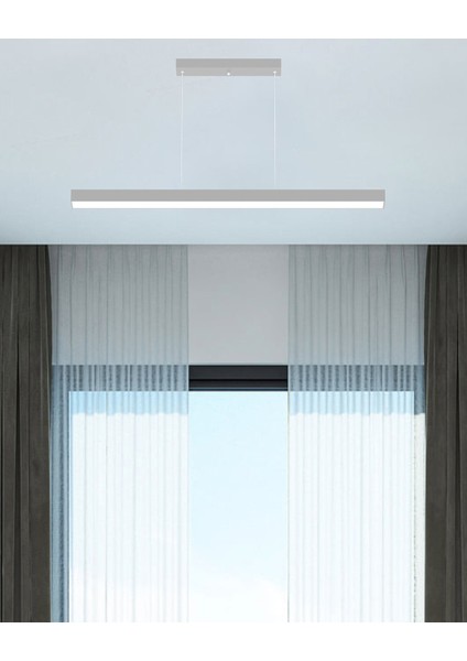 Lineer 100cm (Gri Kasa, Beyaz Işık) Ledli Modern Sarkıt Linear LED Avize Salon Mutfak Oturma Odası Yatak Odası Antre Hol Ofis LED