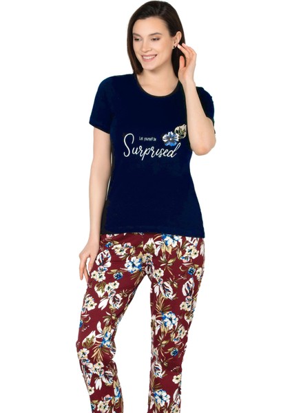 Kısa Kol Yazlık Pijama Takımı Pamuklu Alperi 78-50