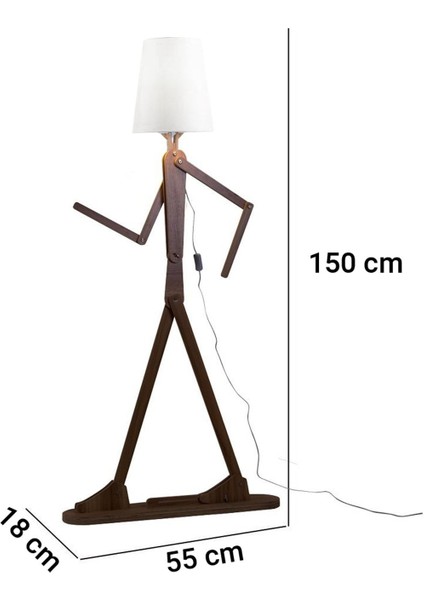 Walkie Ahşap Köşe Lambası Lambader Ceviz