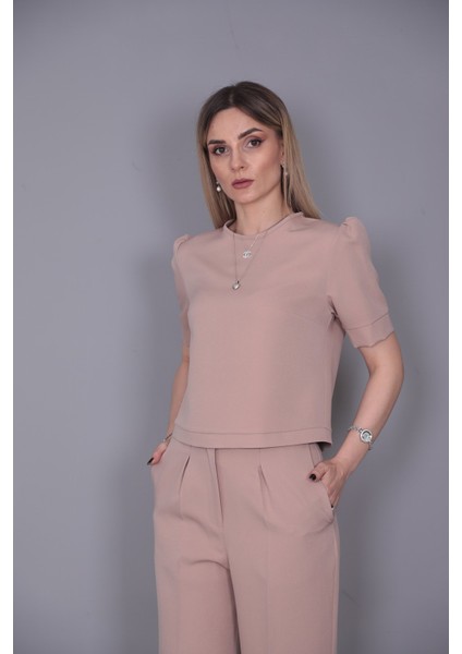 Kayık Yaka Kısa Kol Bluz-Taş fırsatları