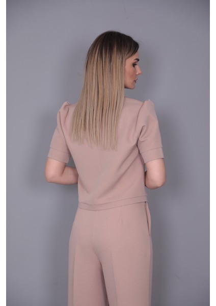 Kayık Yaka Kısa Kol Bluz-Taş indirimleri