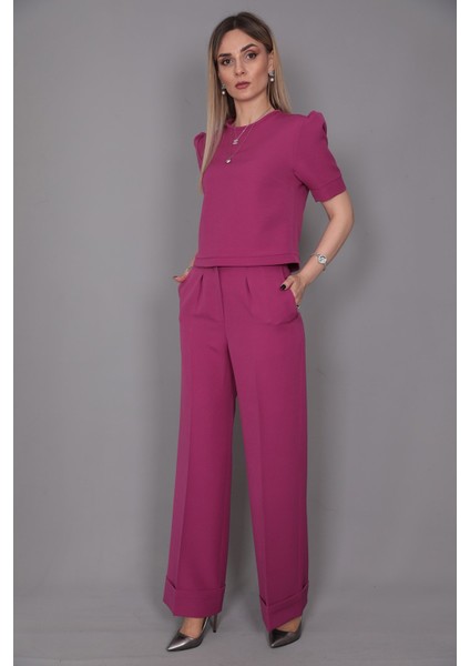 Kayık Yaka Kısa Kol Bluz-Fuşya fiyatları