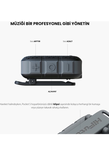 Pocket S Kablosuz Bluetooth Mini Hoparlör Siyah