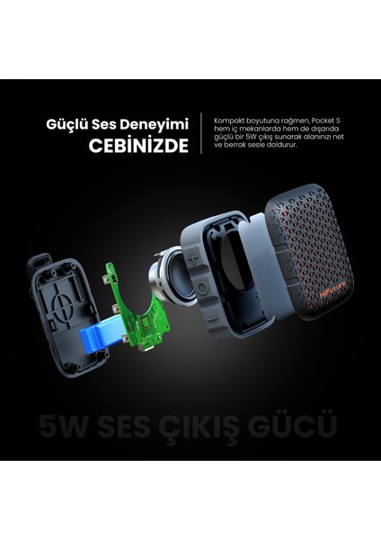 Pocket S Kablosuz Bluetooth Mini Hoparlör Siyah