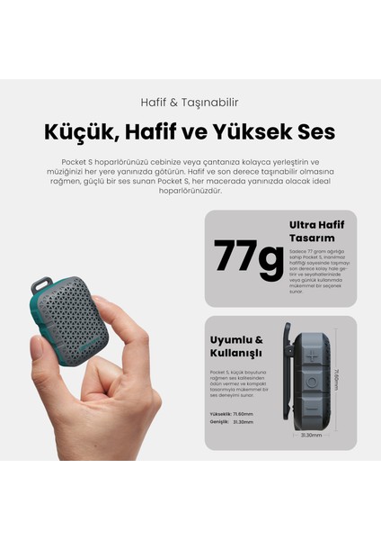 Pocket S Kablosuz Bluetooth Mini Hoparlör Siyah
