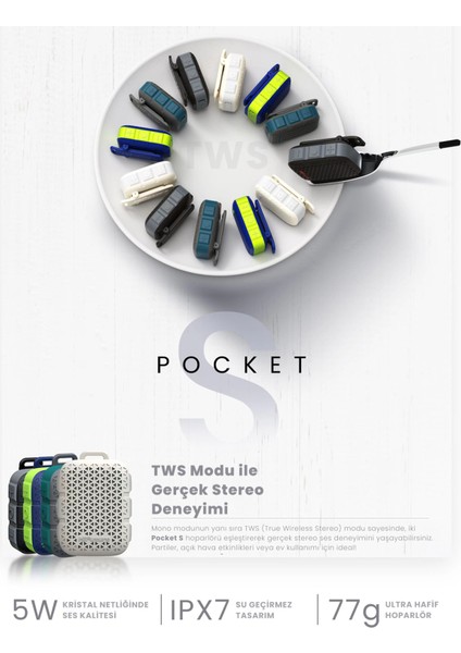 Pocket S Kablosuz Bluetooth Mini Hoparlör Siyah