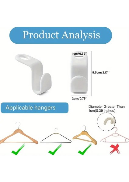 10 Adet Dayanıklı Plastik Askı Kancaları: Yerden Tasarruf Sağlayan ve Çok Yönlü