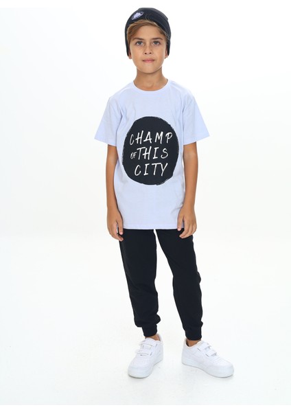 Erkek Çocuk Önü Yazı Baskılı Alt Arma Detaylı Üçlü Eşofman Takım