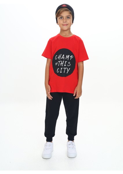 Erkek Çocuk Önü Yazı Baskılı Alt Arma Detaylı Üçlü Eşofman Takım fiyatları