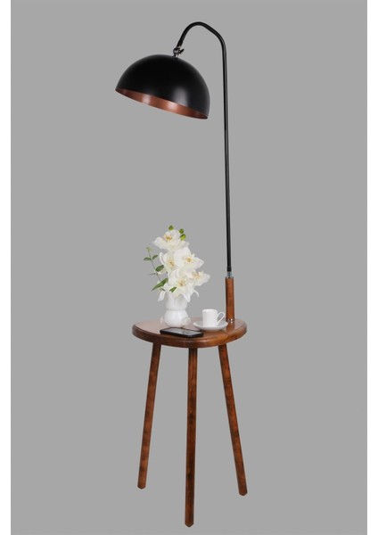 Demet Sehbalı Ahşap Lambader Ceviz Retro 3 Başlıklı