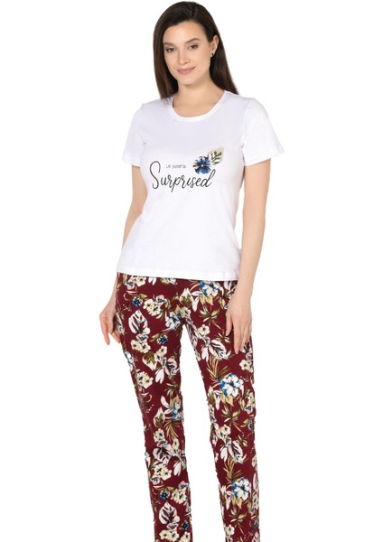 Kısa Kol Yazlık Pijama Takımı Pamuklu Alperi 78-50