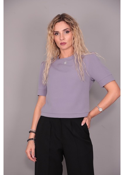 Kayık Yaka Kısa Kol Bluz-Antrasit indirimleri