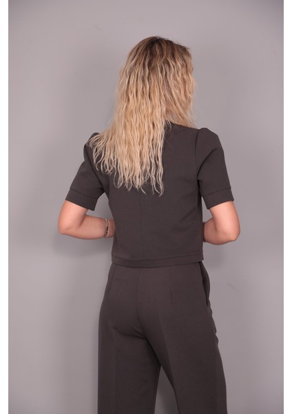 Kayık Yaka Kısa Kol Bluz-Füme fiyatları