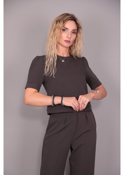 Kayık Yaka Kısa Kol Bluz-Füme modelleri
