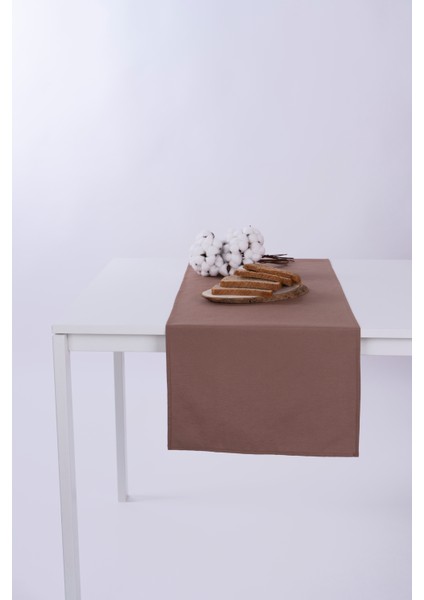 Keten Runner Leke Tutmaz Kumaş Kahve 40x140
