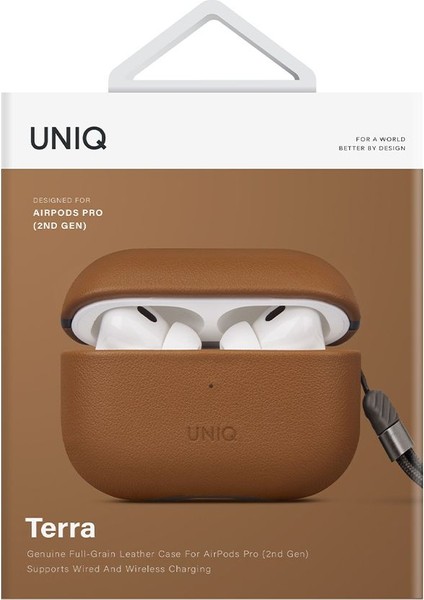 Airpods Pro 2 (2.nesil) Kılıf Terra Serisi Hakiki Deri Kablosuz Şarj Destekli Koruma