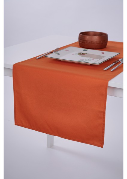 ALTINPAMUK Keten Runner Leke Tutmaz Kumaş Turuncu 40x140