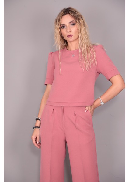 Kayık Yaka Kısa Kol Bluz-Gül Kurusu fiyatları