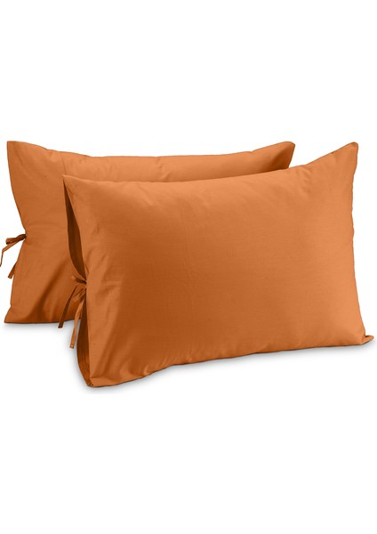 %100 Pamuk 62 Tel (155 TC) 50x60 Cm Bağcıklı Yastık Kılıfı Seti