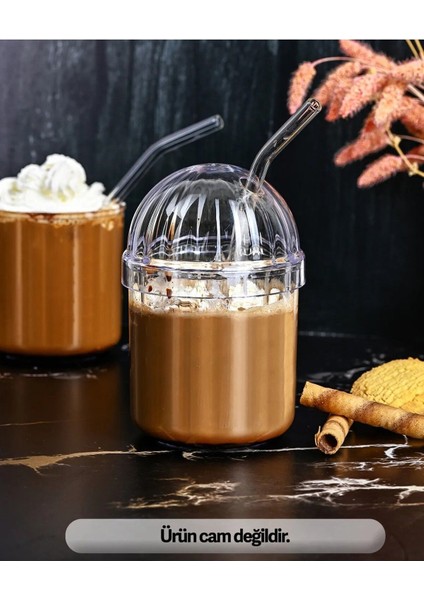 Şeffaf Pipetli Bardak 6'lı Pinterest Bardak Cam Pipetli Kristal Bardak Kahve Bardak Meşrubat Bardak 400ML