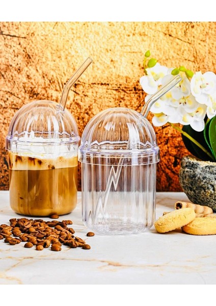 Şeffaf Pipetli Bardak 6'lı Pinterest Bardak Cam Pipetli Kristal Bardak Kahve Bardak Meşrubat Bardak 400ML