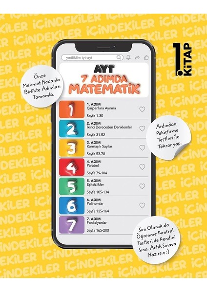 Ayt Yedi Adımda Temelden Zirveye Matematik Tamamı Video Konu Anlatımlı ve Tamamı Video Çözümlü Soru Bankası 1.kitap - Ersin Öztürk