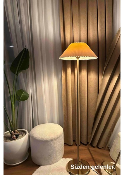 LMD-FR03 Conic Eskime Mat Gold Metal Lambader - Kırma Krem fırsatları
