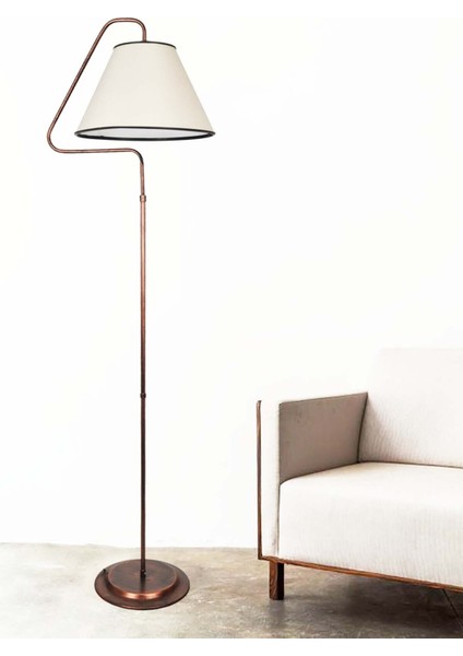 Aydınlatma Lambader Üçgen Siyah Bakır Patine Krem