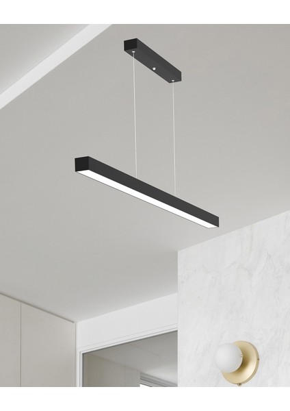 Lineer 100cm (Siyah Kasa, Beyaz Işık) Ledli Modern Sarkıt Linear LED Avize Salon Mutfak Oturma Odası Yatak Odası Antre Hol Ofis LED fiyatları