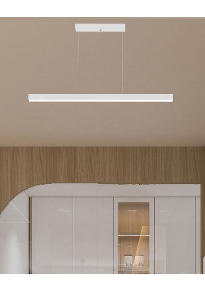 Lineer 100cm (Beyaz Kasa, Sarı Işık) Ledli Modern Sarkıt Linear LED Avize Salon Mutfak Oturma Odası Yatak Odası Antre Hol Ofis LED