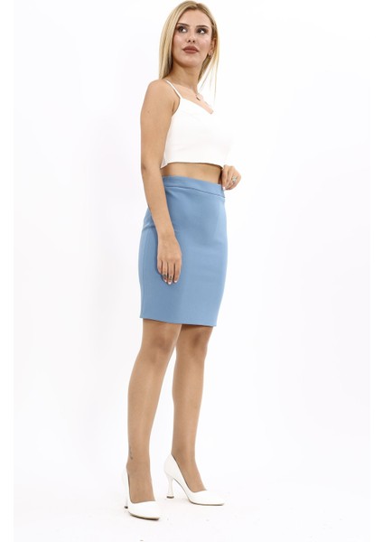 Yırtmaçlı Düz Dar Etek-Deniz modelleri