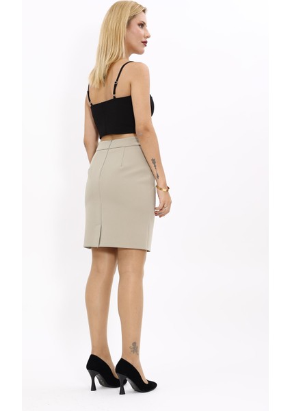 Yırtmaçlı Düz Dar Etek-Bambu indirimleri