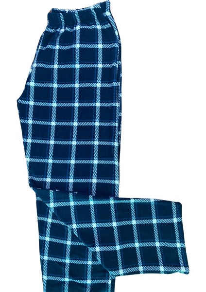 Ekose Unisex Polar Pijama Altı Kışlık Lastikli Bel Tek Alt