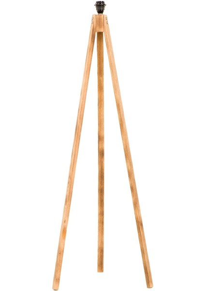 3 Ayaklı Ahşap Tripod Özel Tasarım Hardal Kumaş Başlıklı Lambader