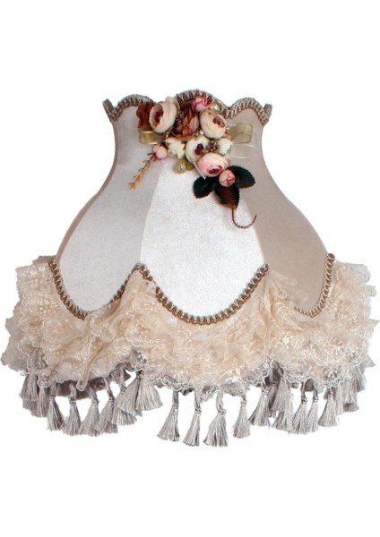 Kumaş Kaplama Ahşap Ayak Lambader Vizon Çiçek Süsleme fiyatları