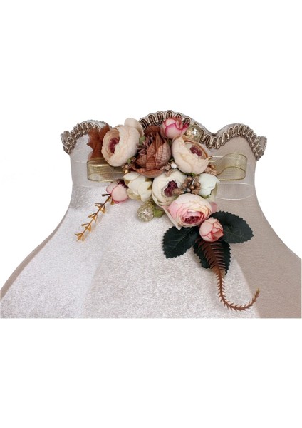 Kumaş Kaplama Ahşap Ayak Lambader Vizon Çiçek Süsleme modelleri