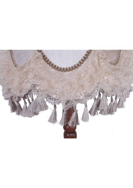 Kumaş Kaplama Ahşap Ayak Lambader Vizon Çiçek Süsleme fırsatları