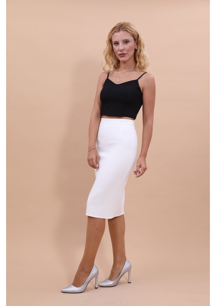 Düz Dar Etek-Beyaz