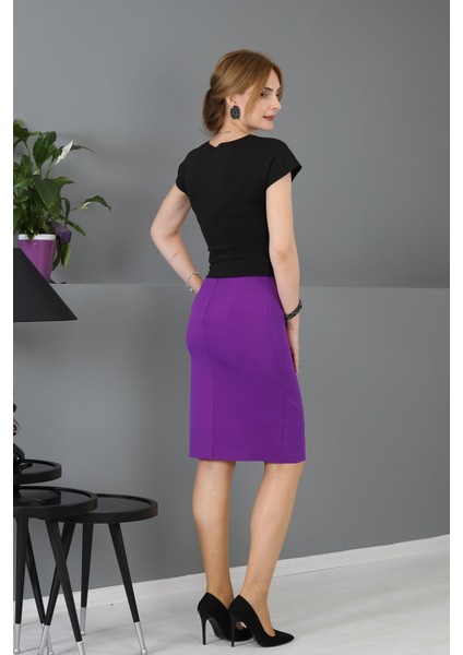 Düz Dar Etek-Mürdüm modelleri