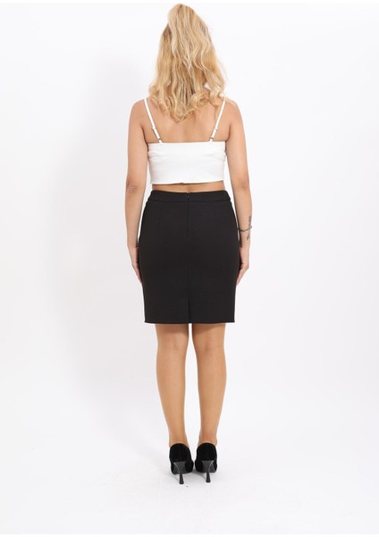 Yırtmaçlı Düz Dar Etek-Siyah indirimleri