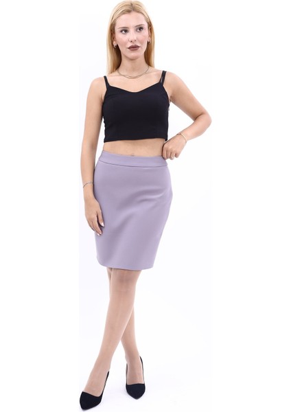 Yırtmaçlı Düz Dar Etek-Antrasit