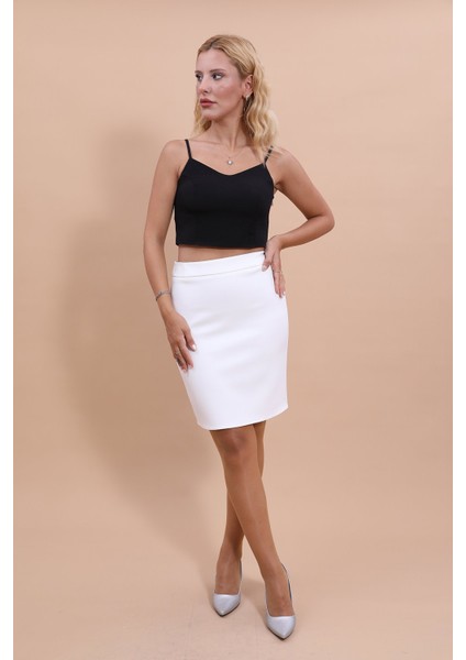Yırtmaçlı Düz Dar Etek-Beyaz fırsatları