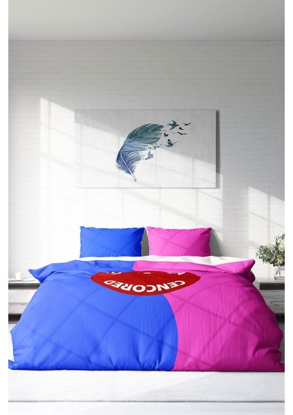 Çift Kişilik Lastikli Çarşaflı Pamuk Saten Couple Area Nevresim Takımı