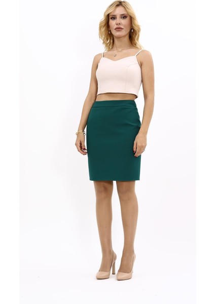 Yırtmaçlı Düz Dar Etek-Zümrüt indirimleri
