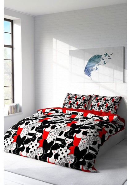 Çift Kişilik Lastikli Çarşaflı Pamuk Saten Womans Pattern Nevresim Takımı fiyatları