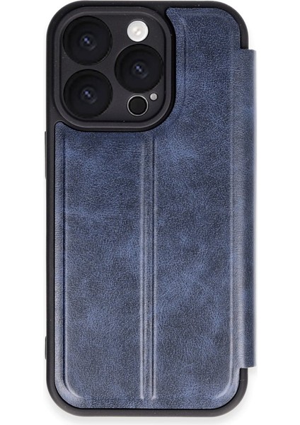 Apple iPhone 16 Pro Max Kılıf Suni Deri Kartlıklı Standlı Flip Cover Kılıf