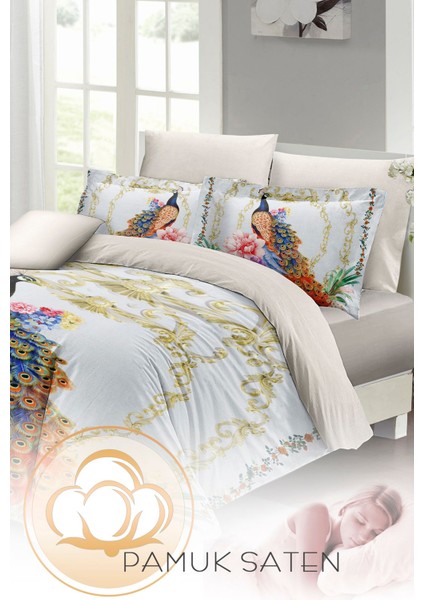 Çift Kişilik Özel Dokuma Pamuk Saten Kraliyet Tavus Nevresim Takımı indirimleri