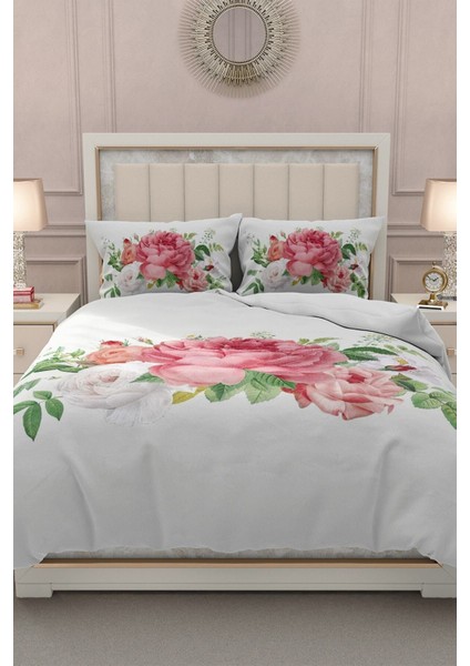 Lastikli Çarşaflı Pamuk Saten Çift Kişilik New Floral Nevresim Takımı fiyatları